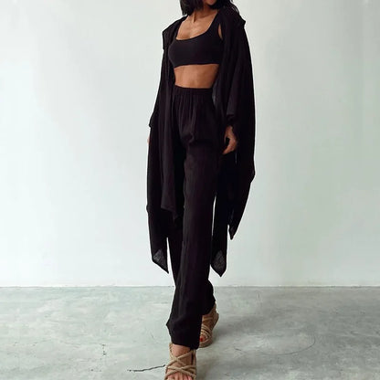 Dam Byxor med Breda Ben i Högkvalitativt Tyg för Sommarens Kläder-5