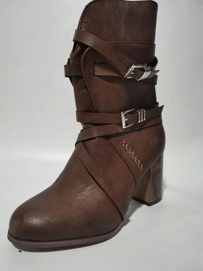 Variant image for Damstövlar Mid-Calf PU-Läder med Dragkedja för Stil och Komfort-1