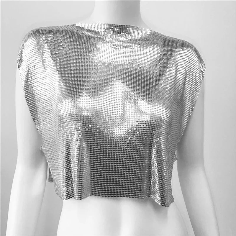 Variant image for Dam Crop Top Monokrom Polyester Paljettdekoration-37
