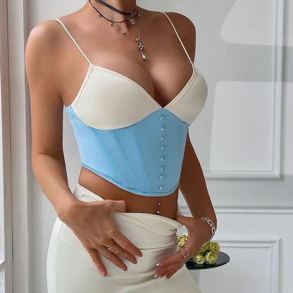 Dam Crop Top Spaghetti Band Polyester Spandex-2