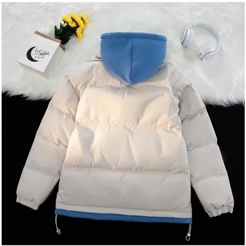 Unisex Vinterjacka Kontrastpaneler Mjuk Polyester Fyllning-5
