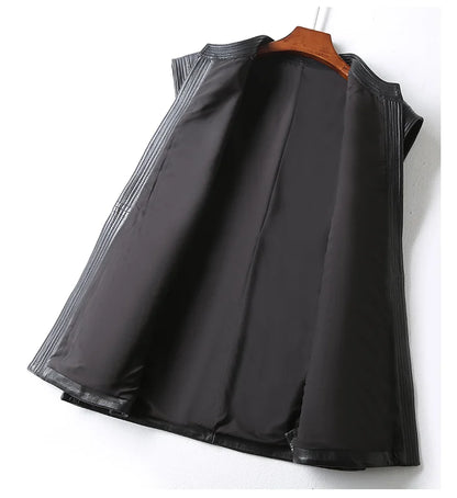 Dam Västar Ärmlös Syntetiskt Läder Justerbar Midja-3