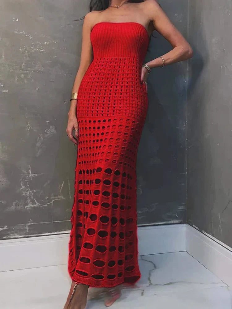 Variant image for Maxiklänning Dam Monokrom Polyester Lång Klänning för Sommarens Evenemang-8