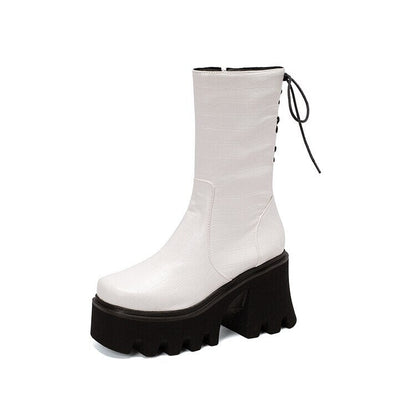 Dam Stövlar Hög Topp Spets-up Gummi Martin Boot-6