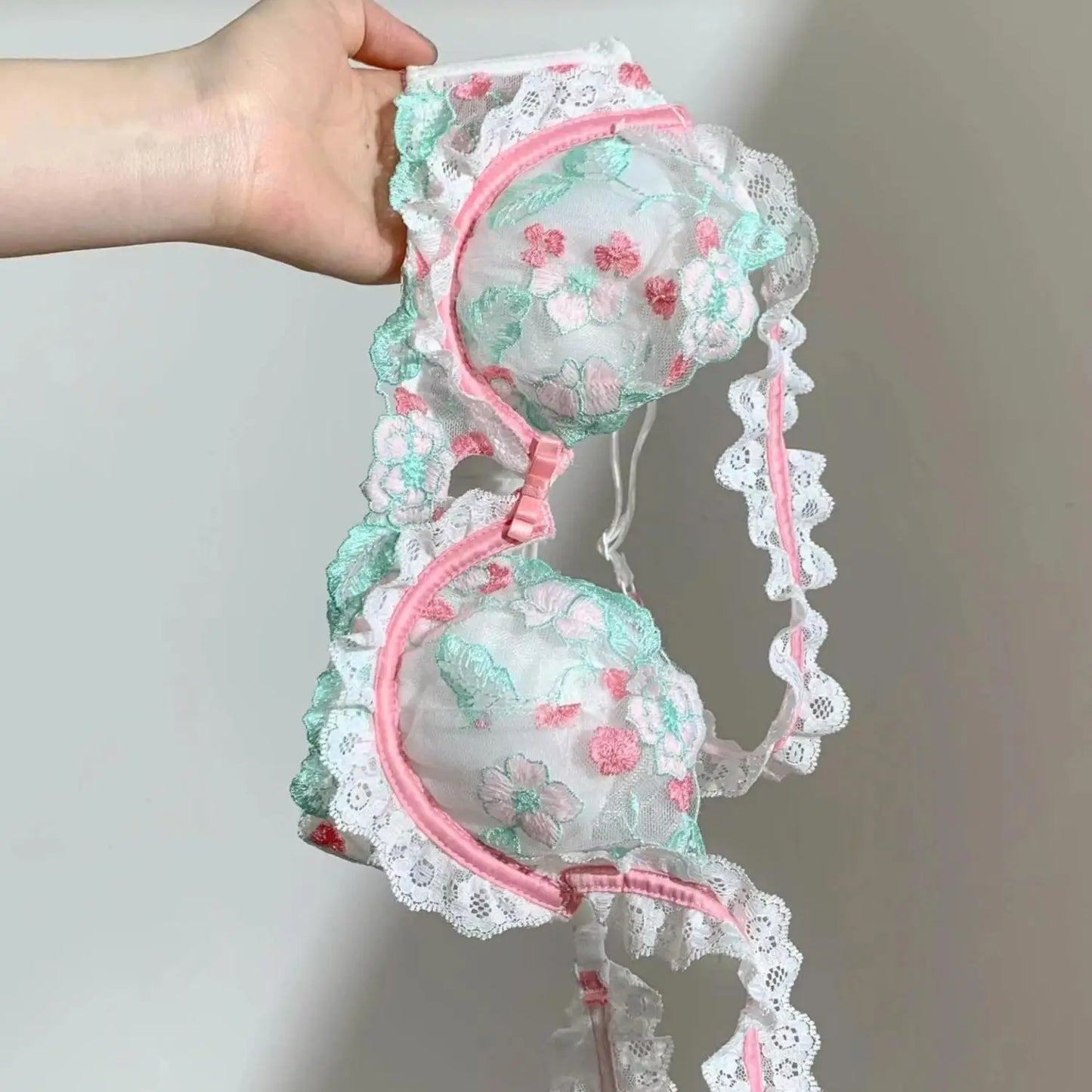 Dam BH Set Blommigt Mönster Bomull Polyester-4