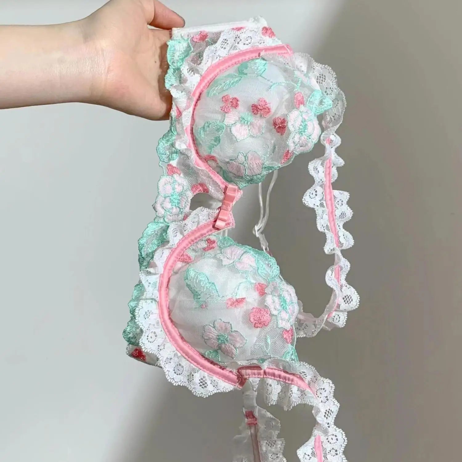 Dam BH Set Blommigt Mönster Bomull Polyester-4