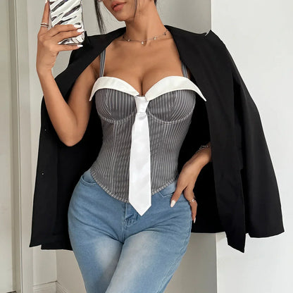 Dam Bustier Trendig Spaghettirem Polyester och Spandex-3