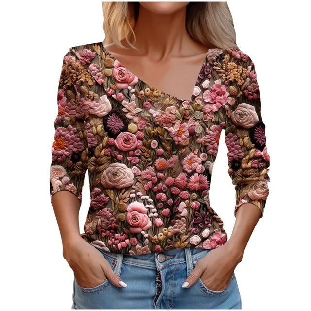 Vit Dam Blus Lätt Luftig Polyester Avslappnad Passform-2