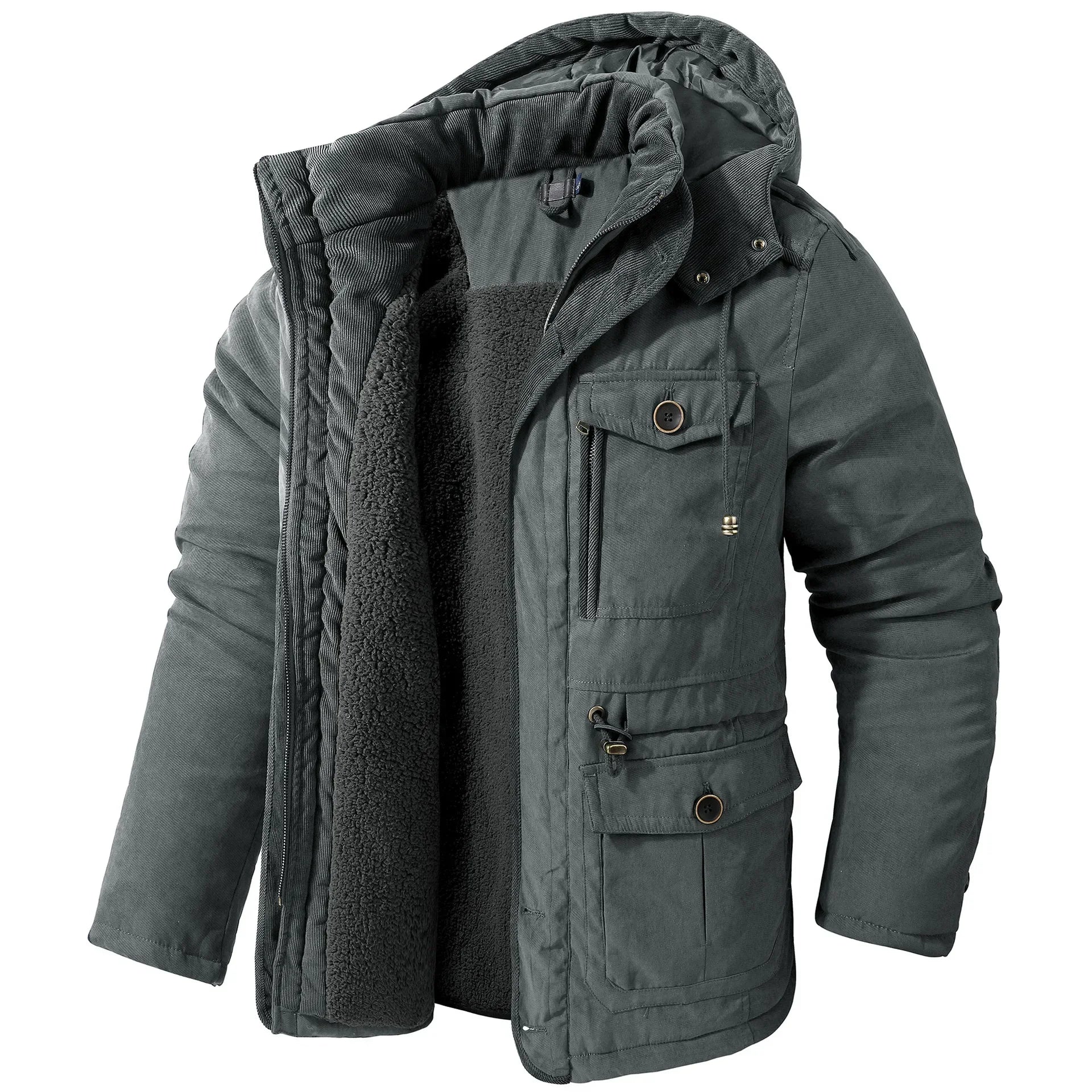 Dam Vinterparka Militärstil Sherpa Foder-6