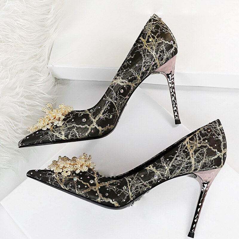 Kvinnors Stiletto Skor Geometrisk Design PU-material-2