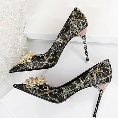 Kvinnors Stiletto Skor Geometrisk Design PU-material-2