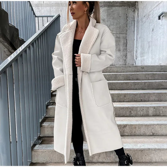 Dam Skinnjacka Med Päls Krage Elegant Läder-1