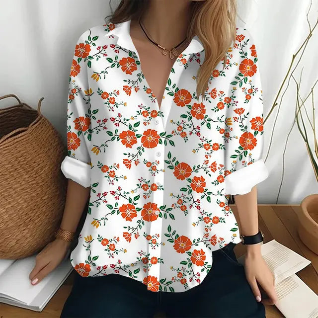 Dam Blus Lätt och Lyxig 100% Polyester Elegant Stil Normal Passform-6