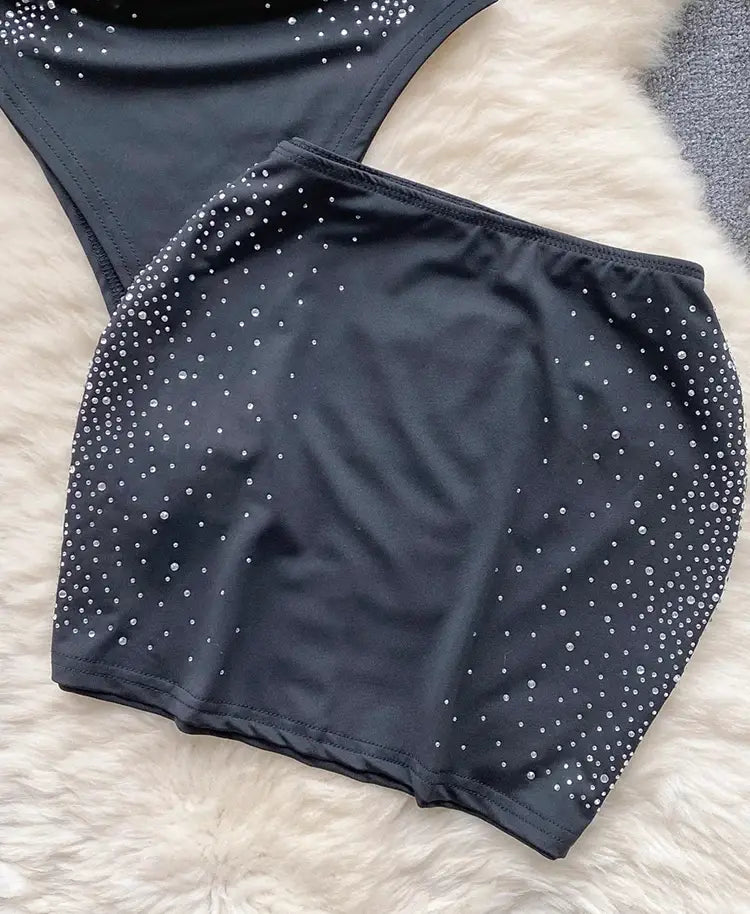 Dam Rockuppsättning Elegant Polyester Hög Midja Tunn Sommarkläder-4