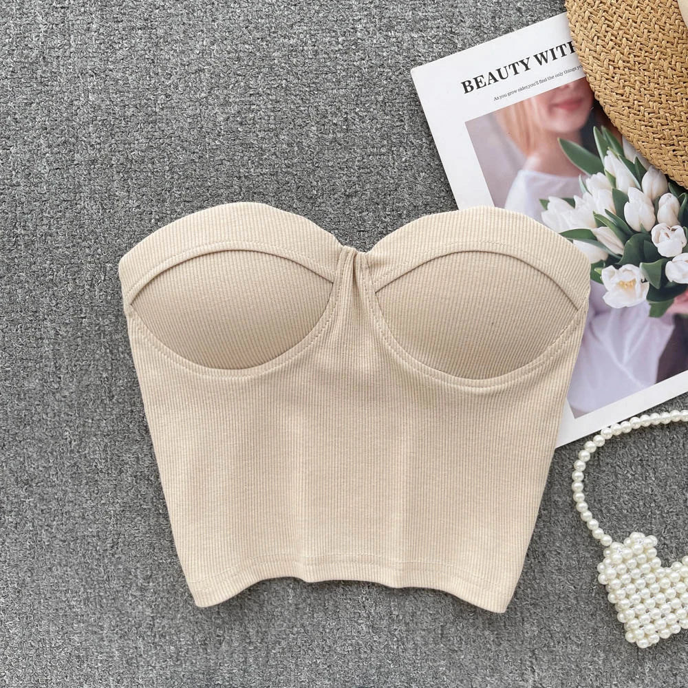 Festtoppar Dam Bustier Kort Akryl med Blomma-5