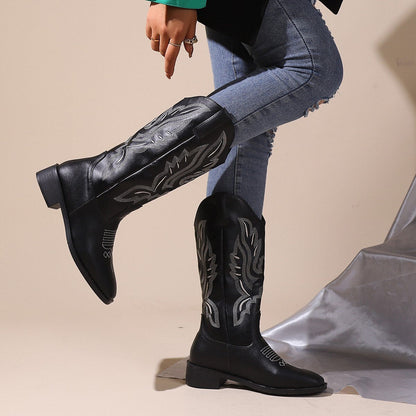 Variant image for Dam Stövlar Cowboy Stil Vintage Läder Högkvalitativa Material-19