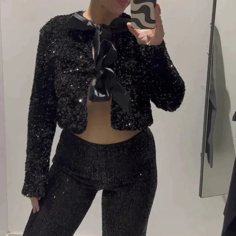 Damjacka Glamour Paljetter Högkvalitativ Polyester-4