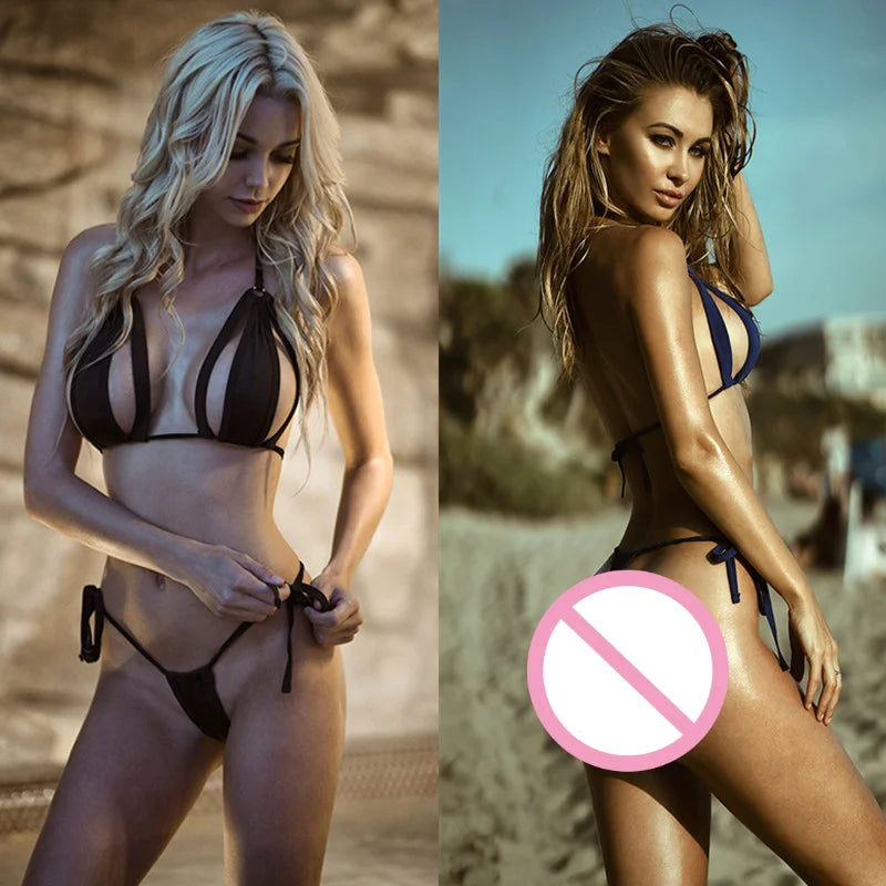 Dam Crotchless Underkläder Nylon Spandex-3