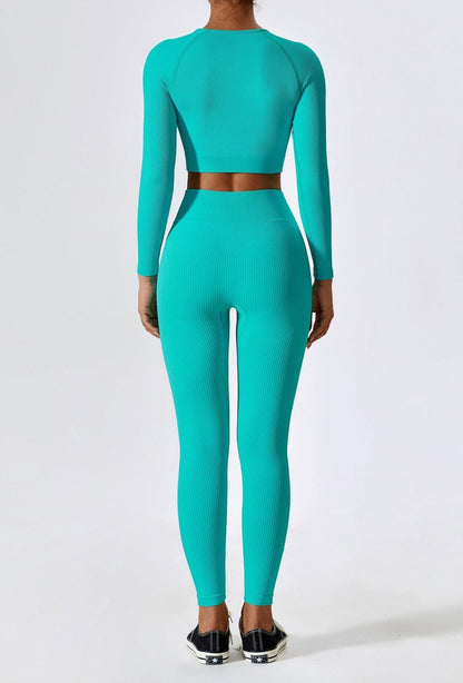 Damleggings Set med Topp Andningsbart Hög Midja Stretchigt Tyg-6