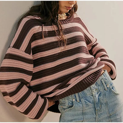 Variant image for Dam Tröja Långa Ärmar Randigt Mjuk Andningsbar Material-5