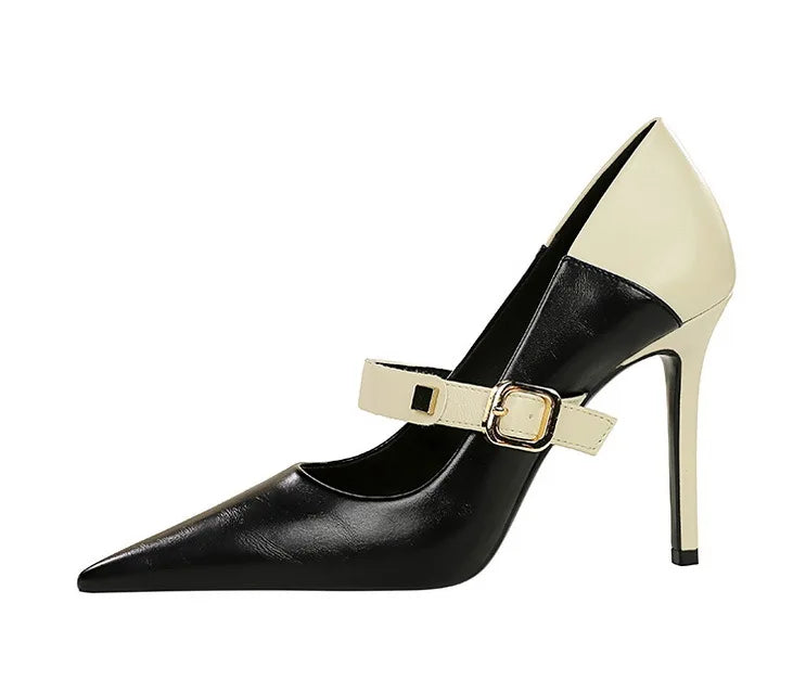 Dam Stiletto Klackar med Hög Klack – PU och Gummi, Elegant Design för Fest och Vardag, Klackhöjd 10 cm, Flera Färger, Storlek 36-41 3