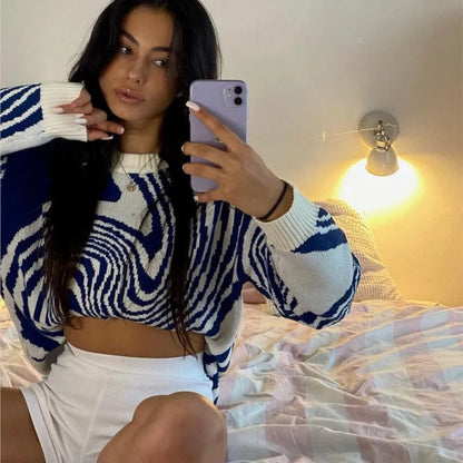 Unisex Stickad Tröja Vintage 100% Akryl Normal Passform-2