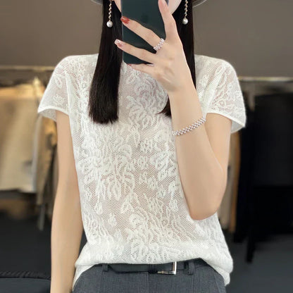 Variant image for Stickad Dam Tröja i Ull Tidlös Design Värmande Material-54