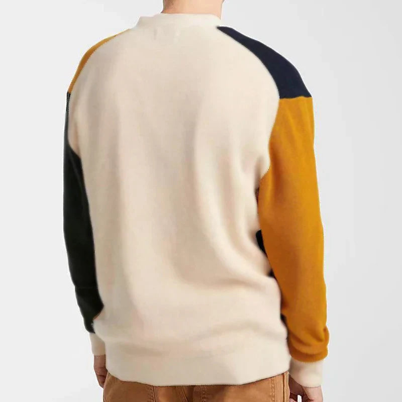 Herrtröja V-ringning Mjuk Bomull Långa Ärmar-2