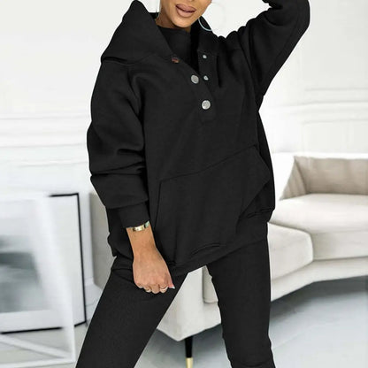 Tvådelat Set Dam Hoodie Asymmetrisk Halsringning Mjuk Material-2