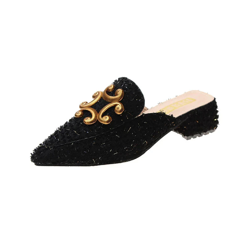 Dam Mules Skor Mjukt PU Material med Gummisula för Komfort och Elegans-6