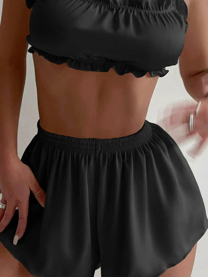 Dam Pyjamas Set med Spaghetti Band i Mjuk Polyester Spandex – Kort Längd, Optimal Komfort och Stil 9