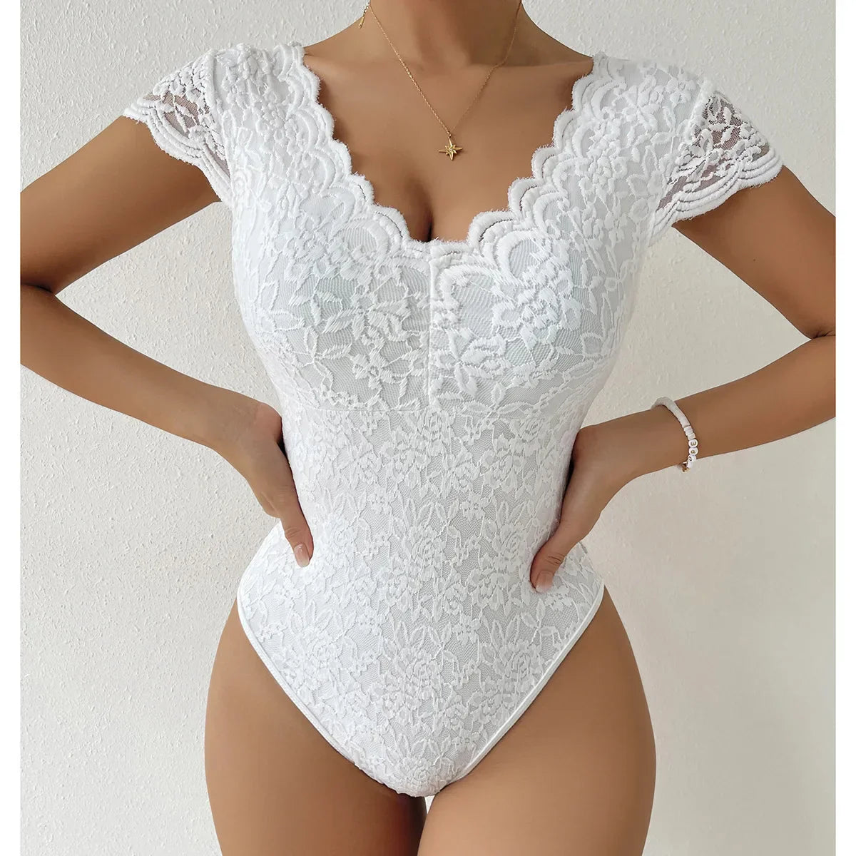 Dam Bodysuit V-hals Slim Fit Polyester Spandex-2