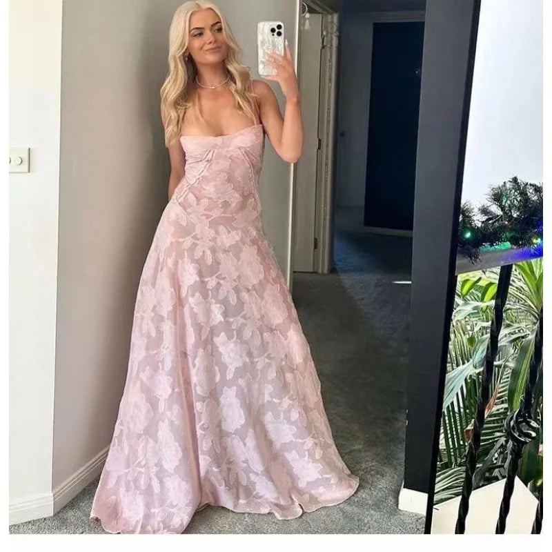 Maxiklänning Dam A-linjeformad Blommönster Polyester-2