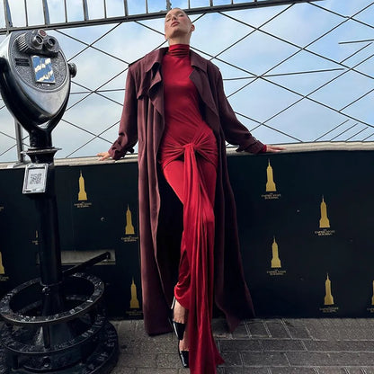 Maxiklänning Dam Slangsilhouette Polyester Lång Klänning-4