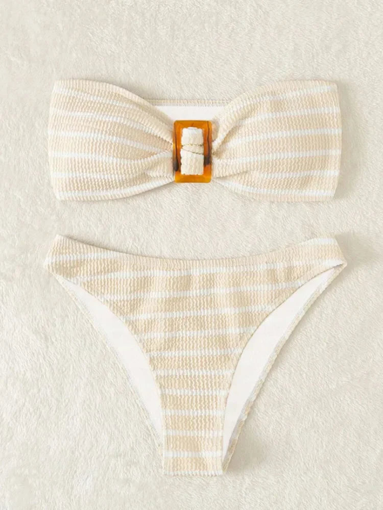 Dam Bikini Set Hög Midja Polyester Elastan-6