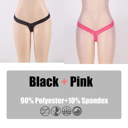 Dam G-sträng Monokrom Spets Nylon Spandex-4