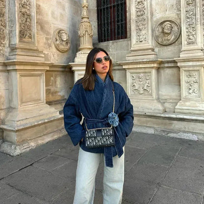 Dam Denimjacka Modern Design Högkvalitativt Denimtyg-3