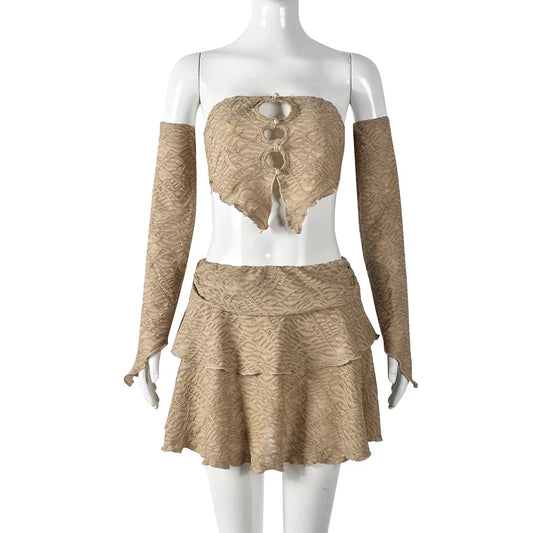 Damklänning A-linje med Långa Ärmar i Bomull och Polyester-1