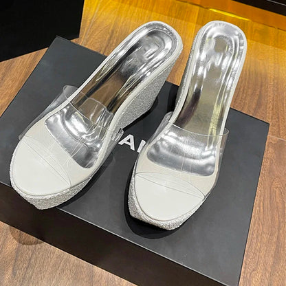 Dam Kilsandaler Plattform PU Öppen Tå 3-5 cm-6