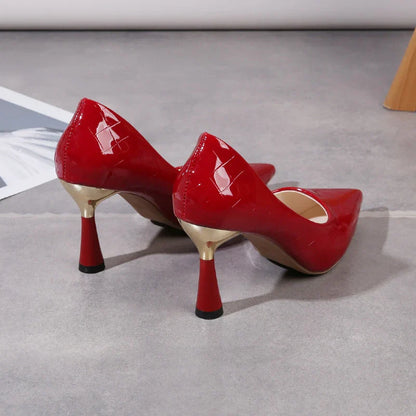 Dam Pumps Spetsig Design PU-material Hög Klack-4