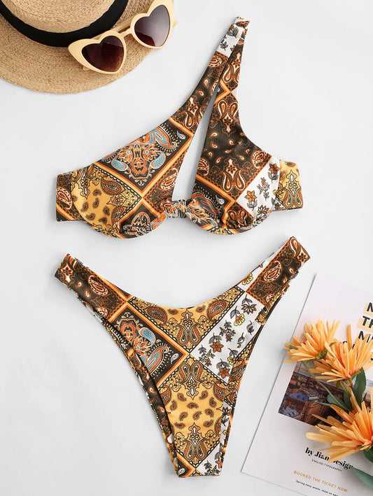 Damkläder Fotled Axel Ribbad Paisley Tryck 100% Bomull-1