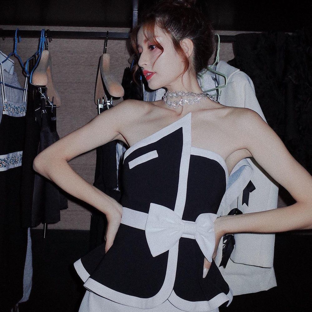 Festtoppar Dam Monokrom Kort Topp Polyester Spandex 3