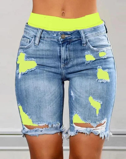 Dam Shorts Knappstängning Polyester-5