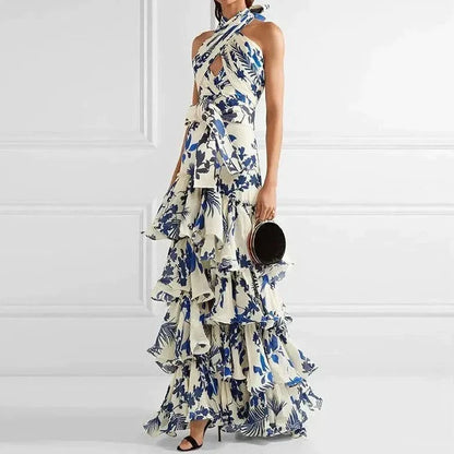 Hög Krage Klänning för Kvinna i Lätt Material – Elegant och Luftig Passform för Sommarens Evenemang 2