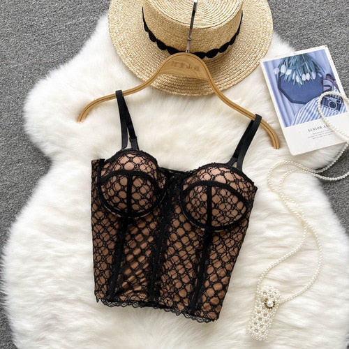 Dam Crop Top Lapptäcktsdesign Bomull Polyester Akryl-1