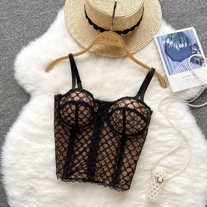 Dam Crop Top Lapptäcktsdesign Bomull Polyester Akryl-1