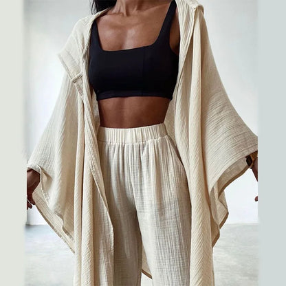 Dam Byxor med Breda Ben i Högkvalitativt Tyg för Sommarens Kläder-3