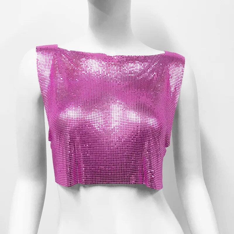 Variant image for Dam Crop Top Monokrom Polyester Paljettdekoration-22