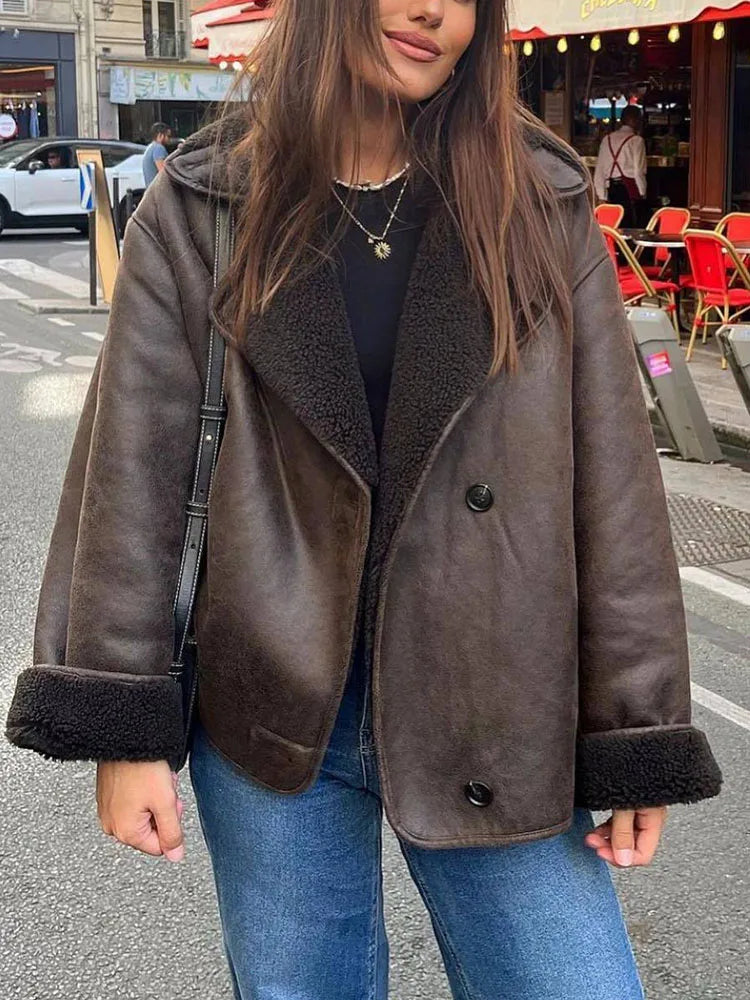 Dam Fleecejacka Mocka Elegant Bekväm-5