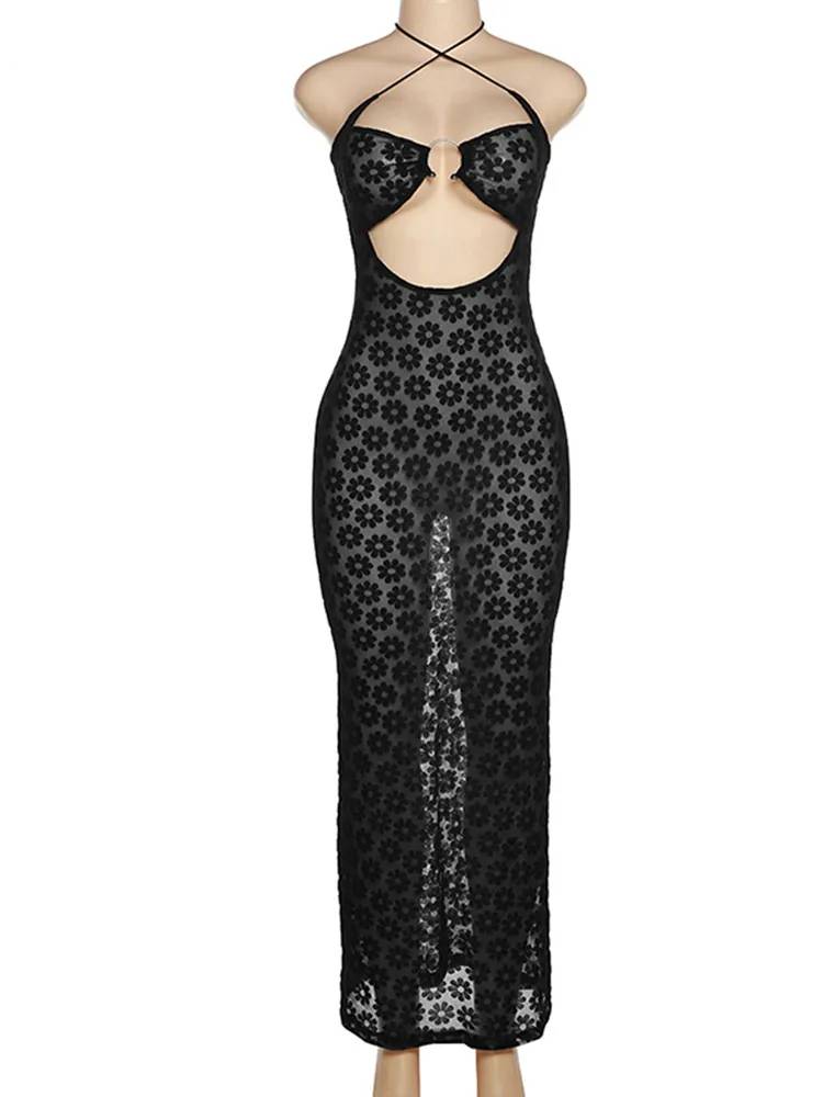 Maxiklänning Dam Elegant Spandex Polyester Lång Ärmed-5